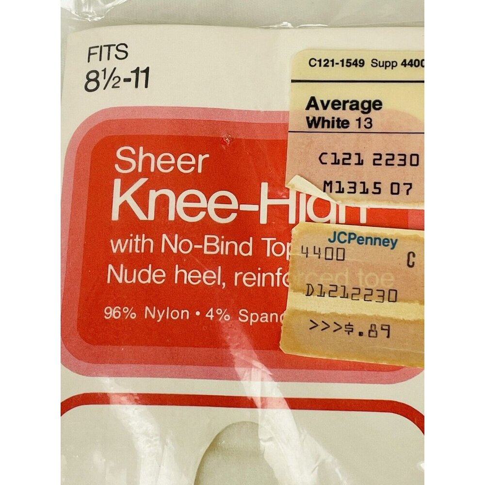 JC PENNEY Sheer White 8.5-11 Knee Highs Hi Nylons Women’s Gaymade Vintage - Picture 4 of 6